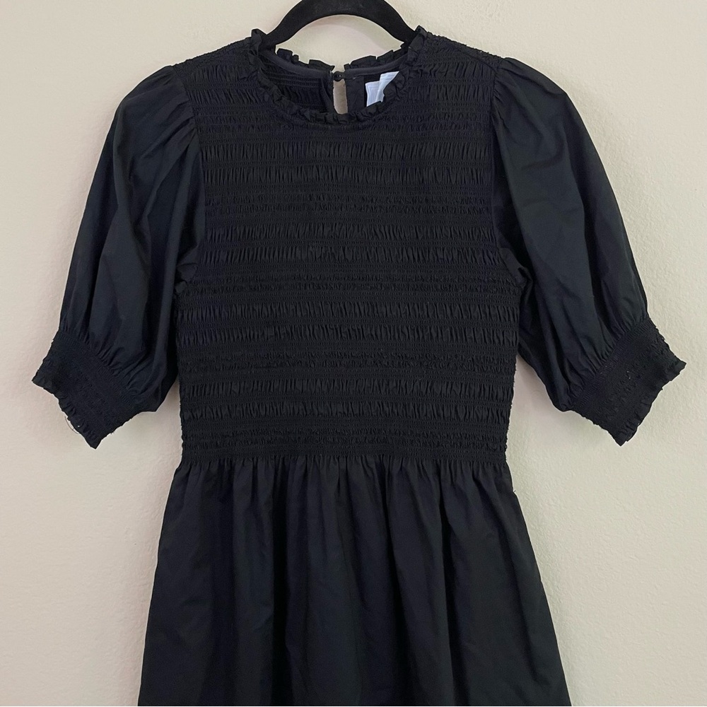 Hill House Black Smocked The Vivi Nap Mini Dress Size Small - Picture 5 of 10